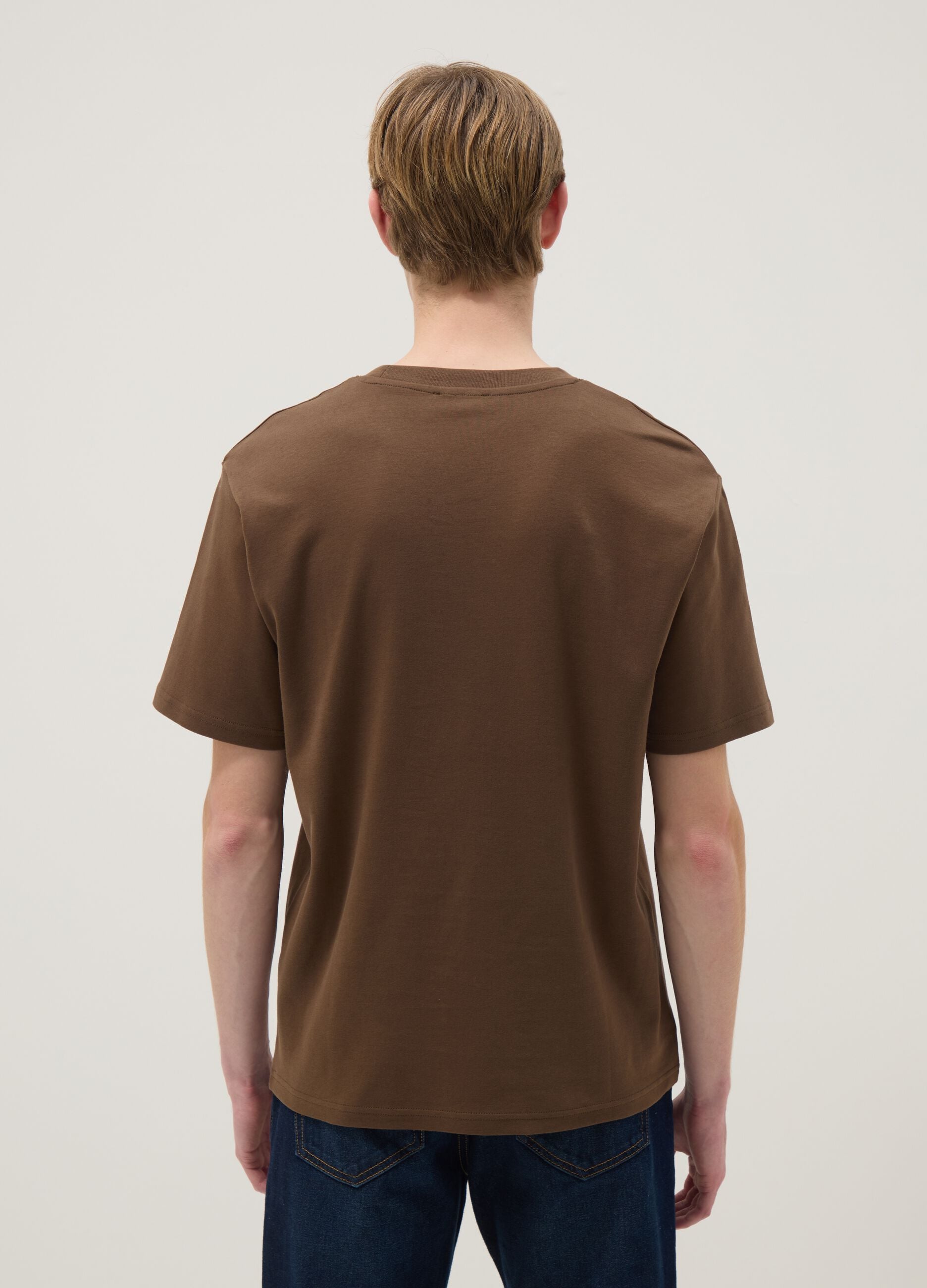 Relaxed Fit Brown The Iconic Tee T-shirt in Pure Cotton