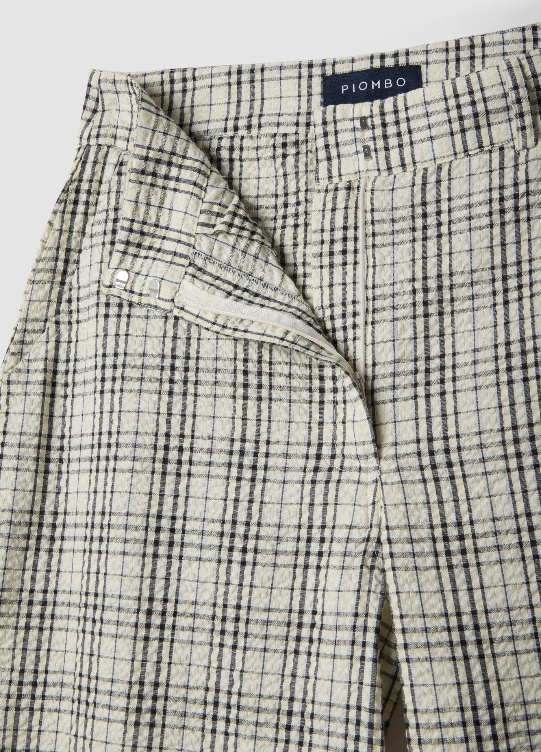 Multicolour Checked Pure Cotton Wide Leg Chino Trousers