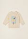 White pure cotton baby jumper with animal print_0
