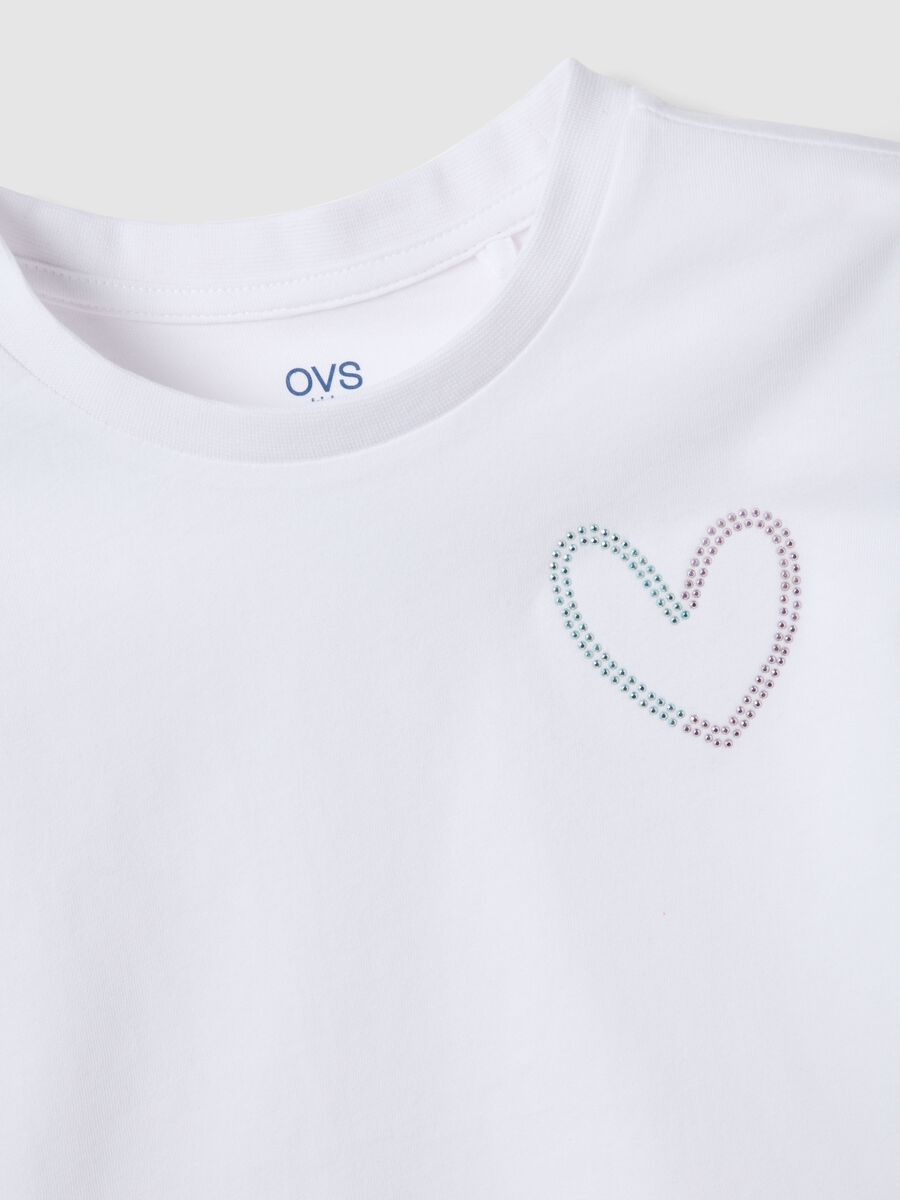 Girls' white pure cotton boxy fit t-shirt with heart_2
