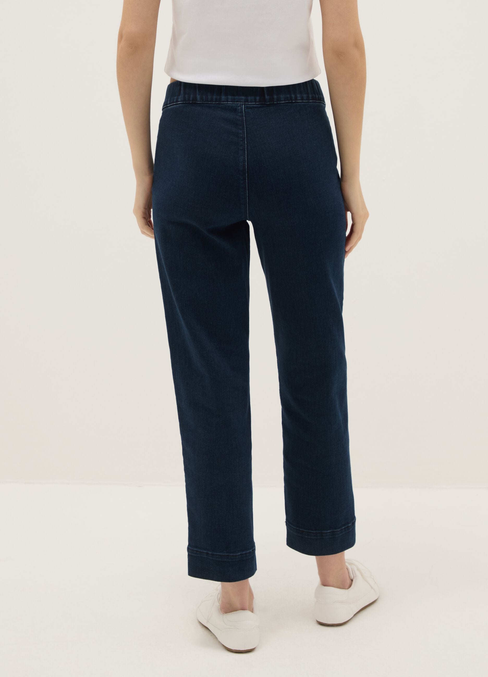 Slim fit blue cotton blend chino trousers