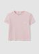 Pink cropped pure cotton T-shirt with graphic print, regular fit_0
