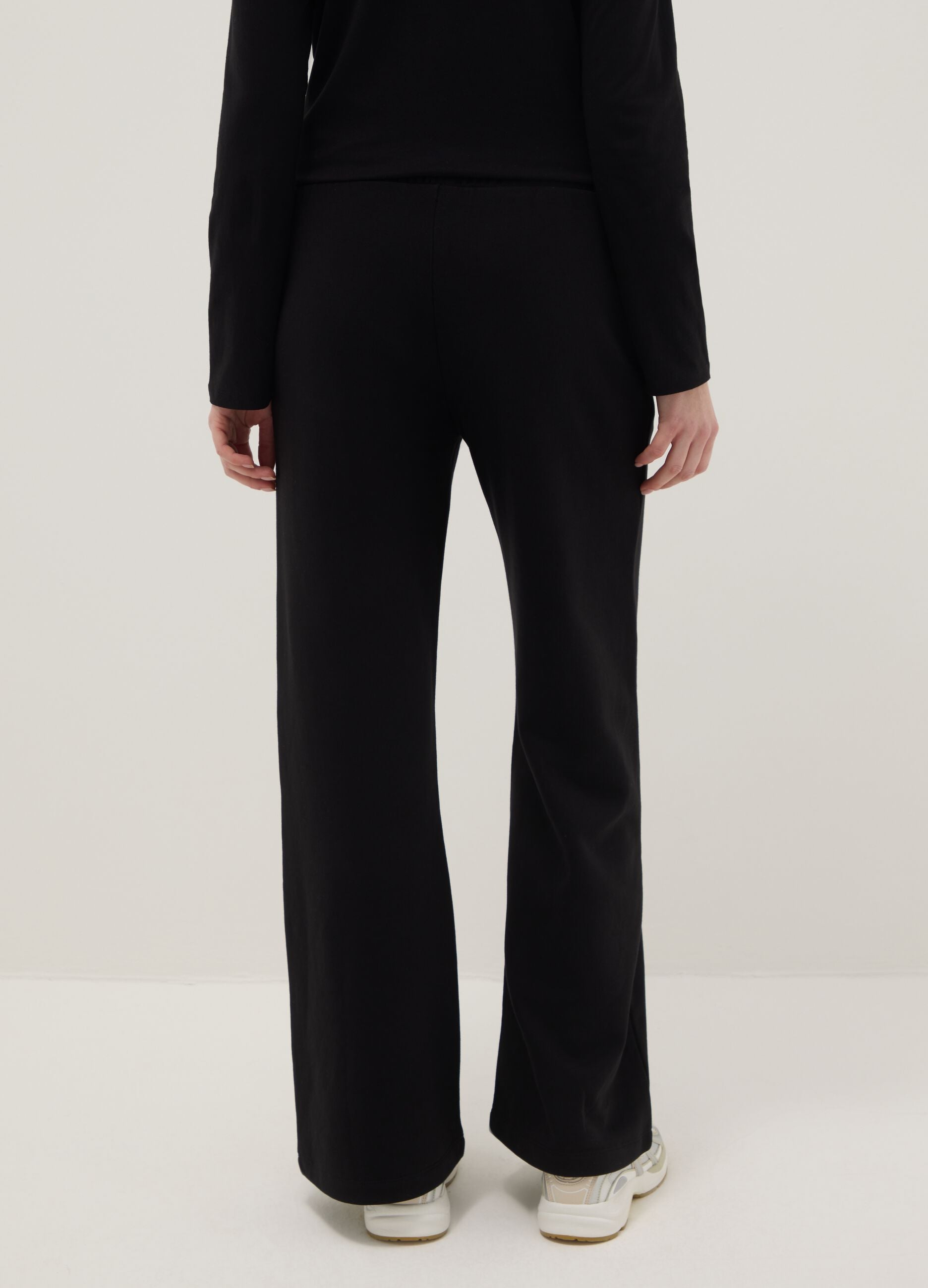 Black Cotton Blend Jogger Trousers, Regular Fit