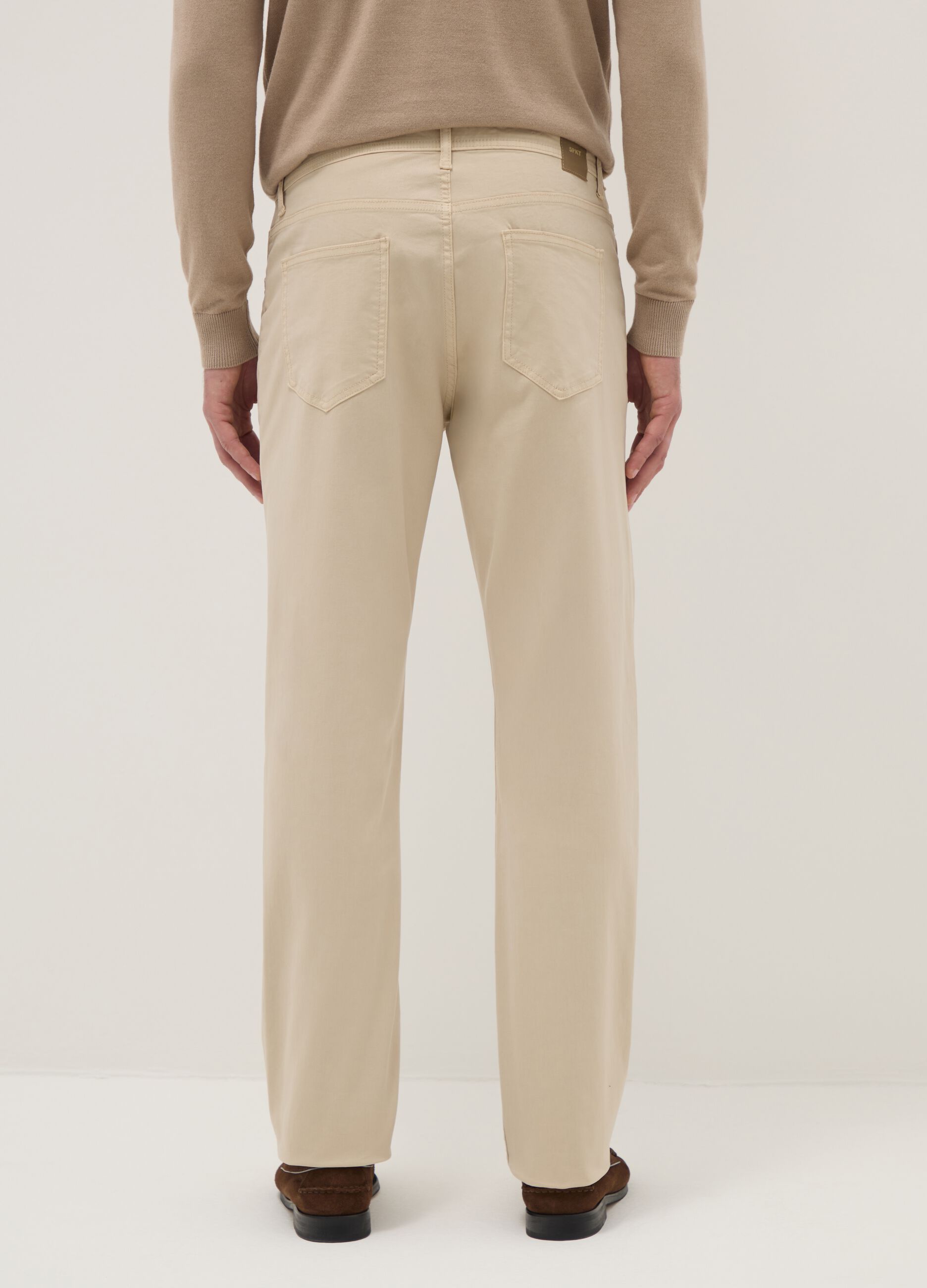 Beige stretch cotton trousers regular fit