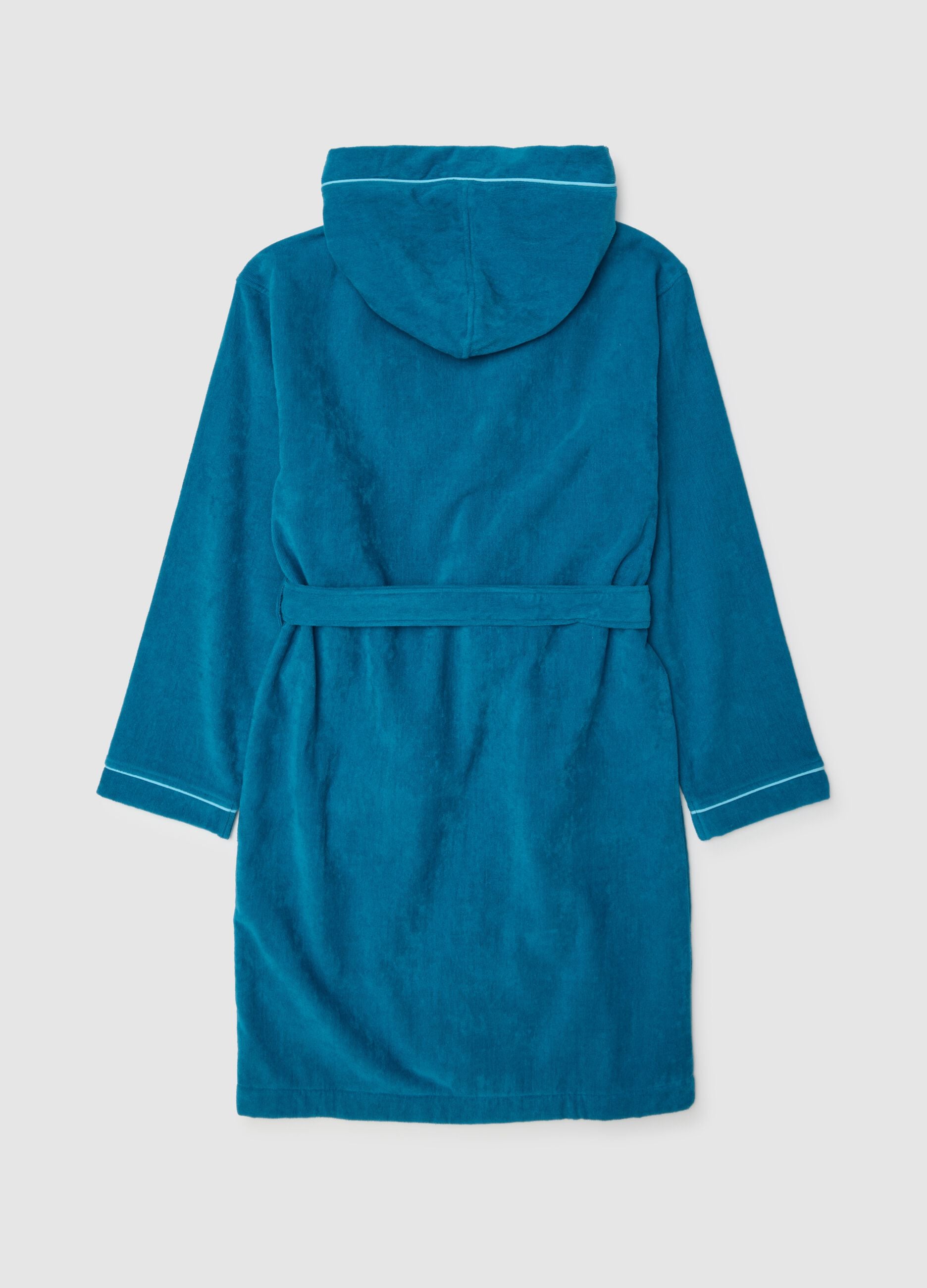 Boys' Pure Cotton Blue Bathrobe with Hood