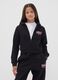 Black cotton-blend hooded zip hoodie for girls, regular fit_0