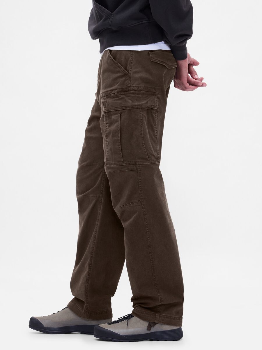 Brown Stretch Cotton Cargo Trousers_3