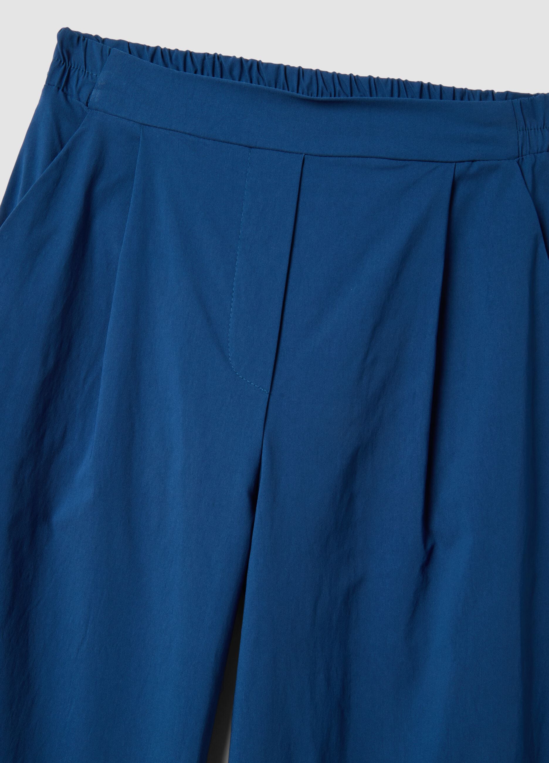 Blue regular fit viscose blend jogger trousers