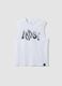 White pure cotton oversized-fit vest for boys_3