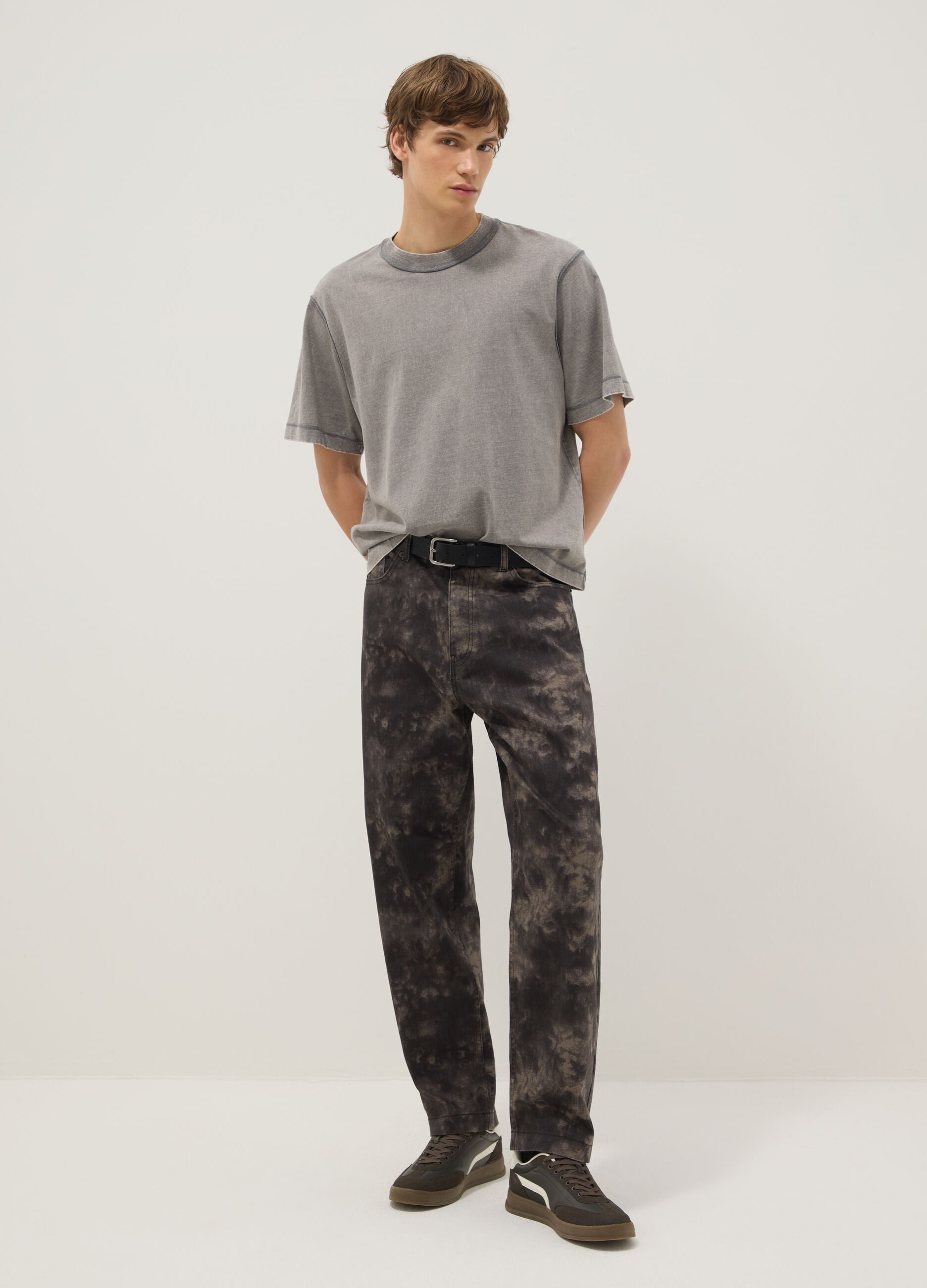 Grey pure cotton boxy fit t-shirt