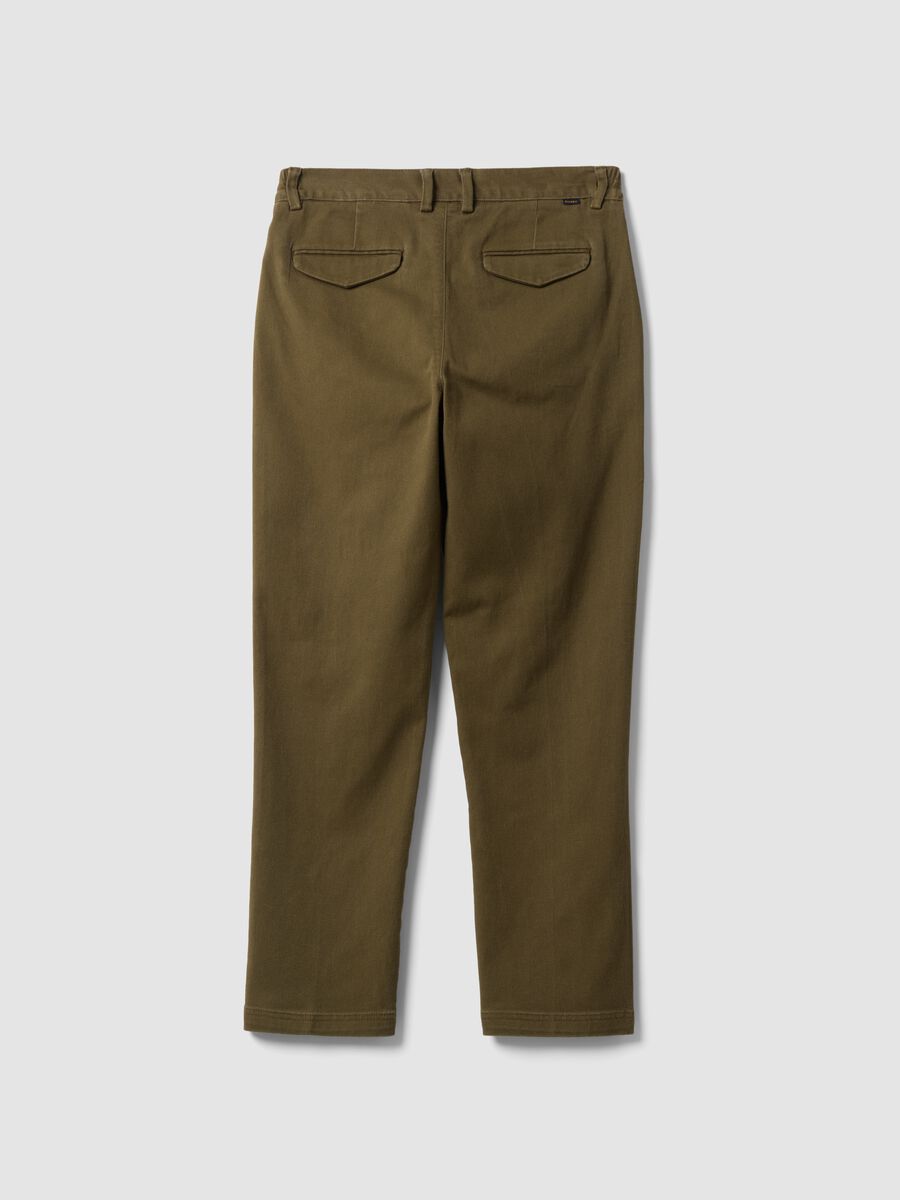 Pantaloni chino marroni in cotone elasticizzato straight fit_6