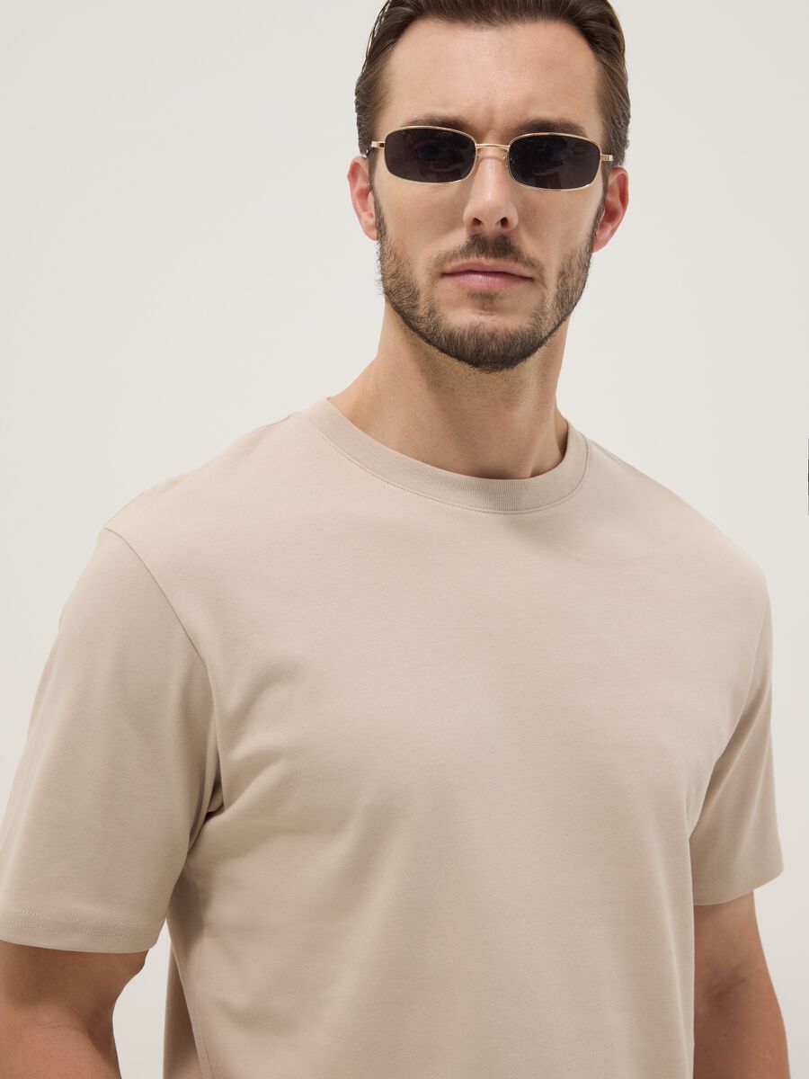 T-shirt The Iconic Tee beige in pure cotton relaxed fit_1