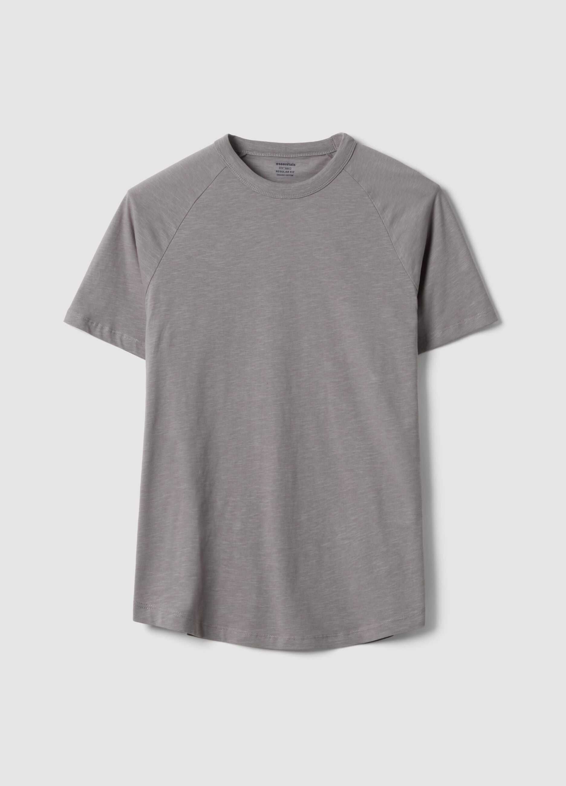 Grey pure cotton regular fit t-shirt