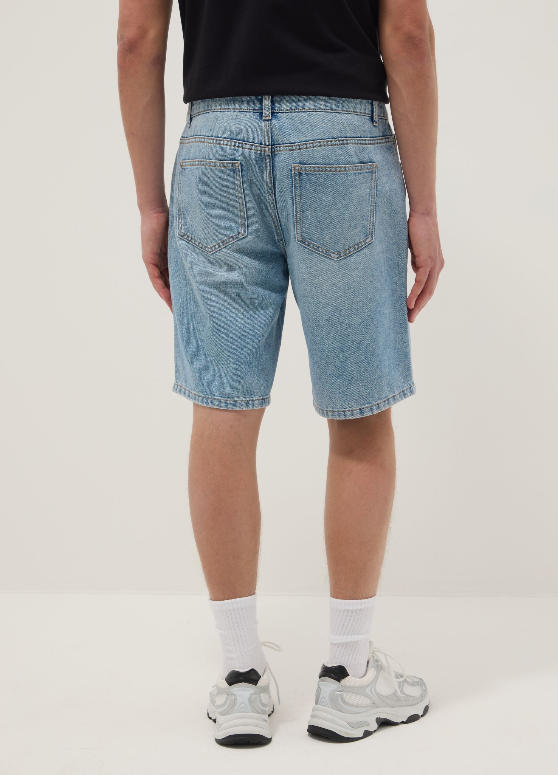 Blue denim Bermuda shorts in cotton blend, regular fit