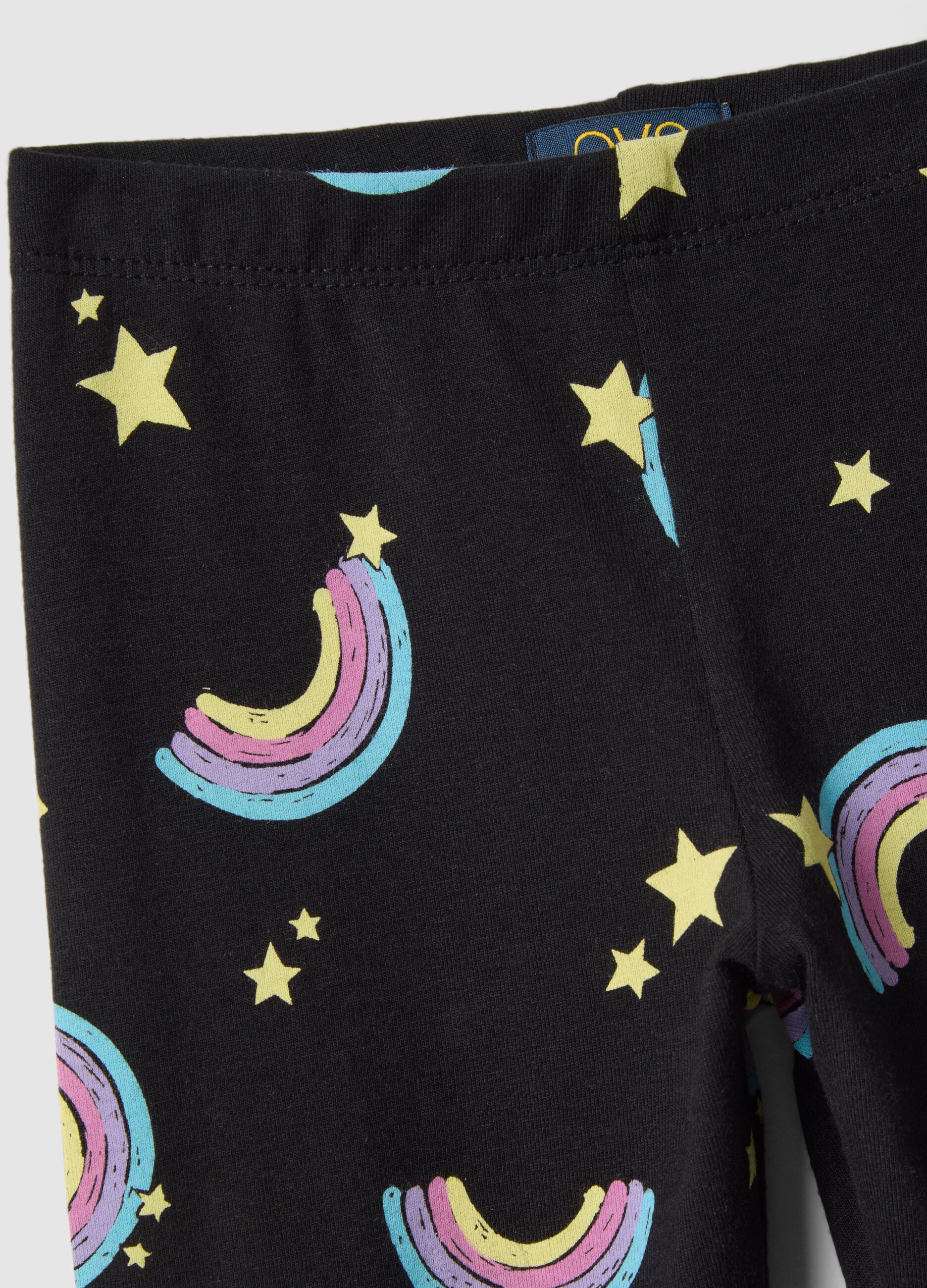Girls' black organic cotton stretch skinny leggings
