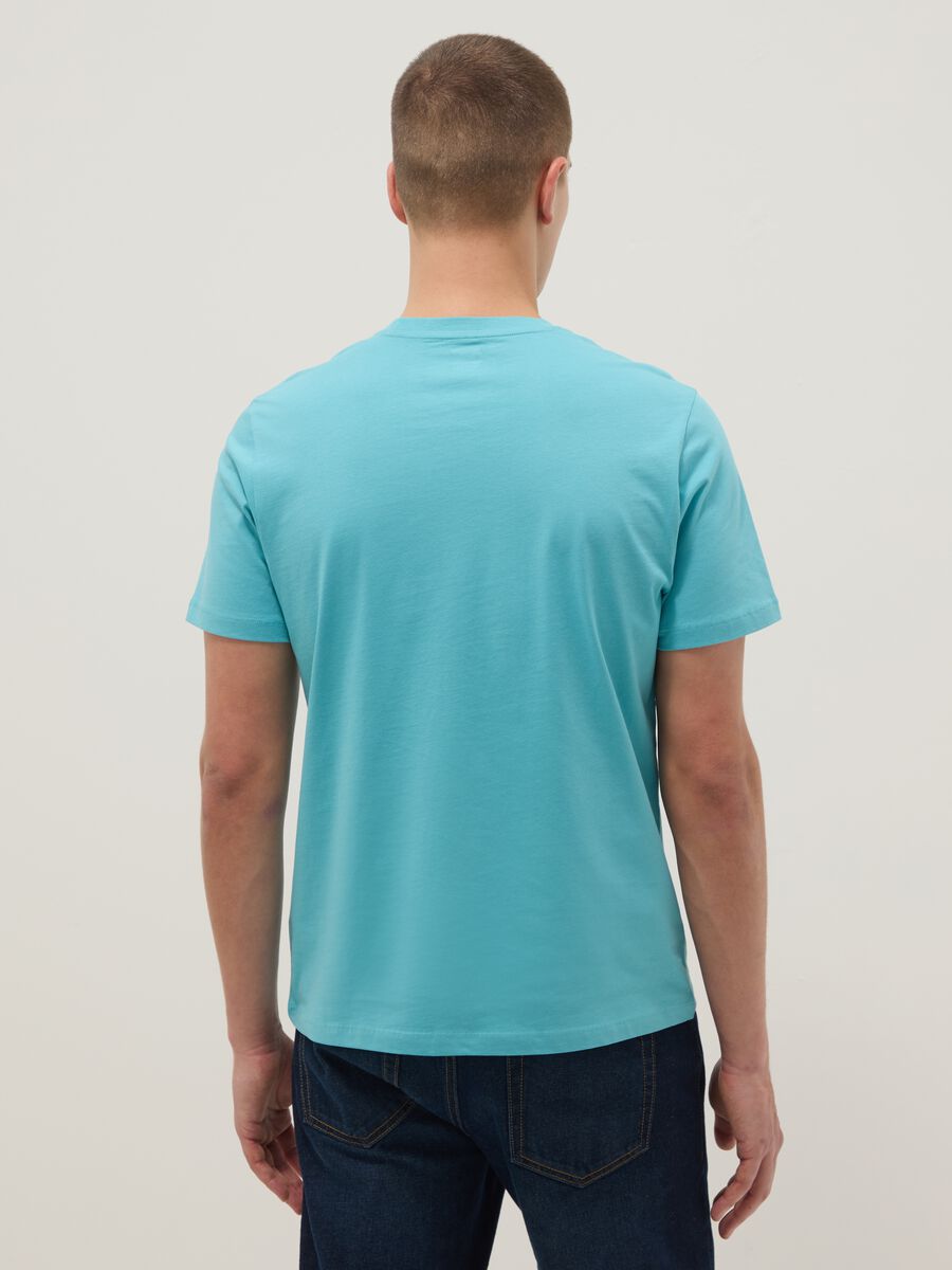 Light blue pure cotton V-neck t-shirt regular fit_2