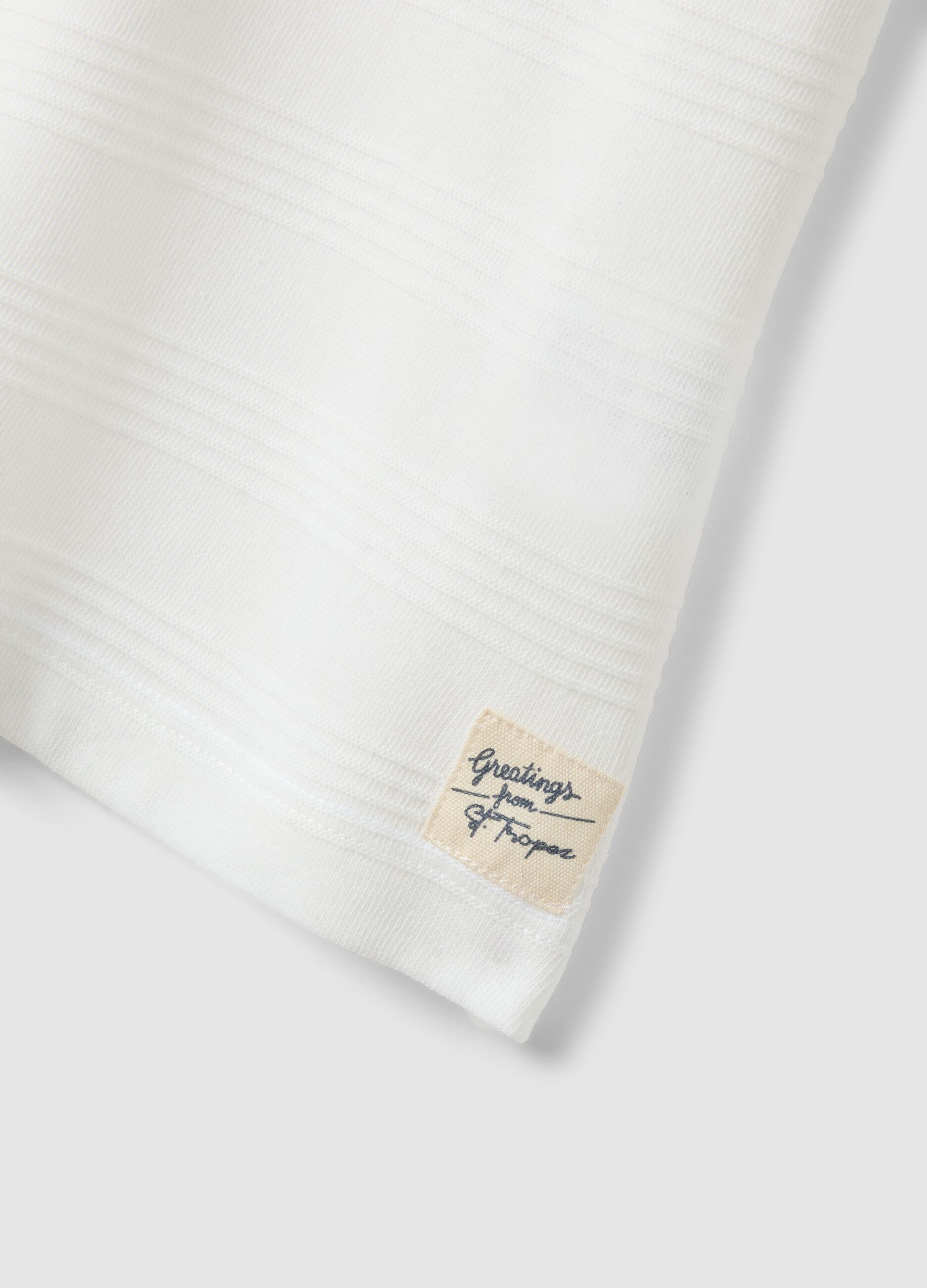White cotton blend regular fit kids' t-shirt with stripes