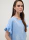 Light blue pure linen blouse with embroidery and ruffled sleeves, regular fit_0