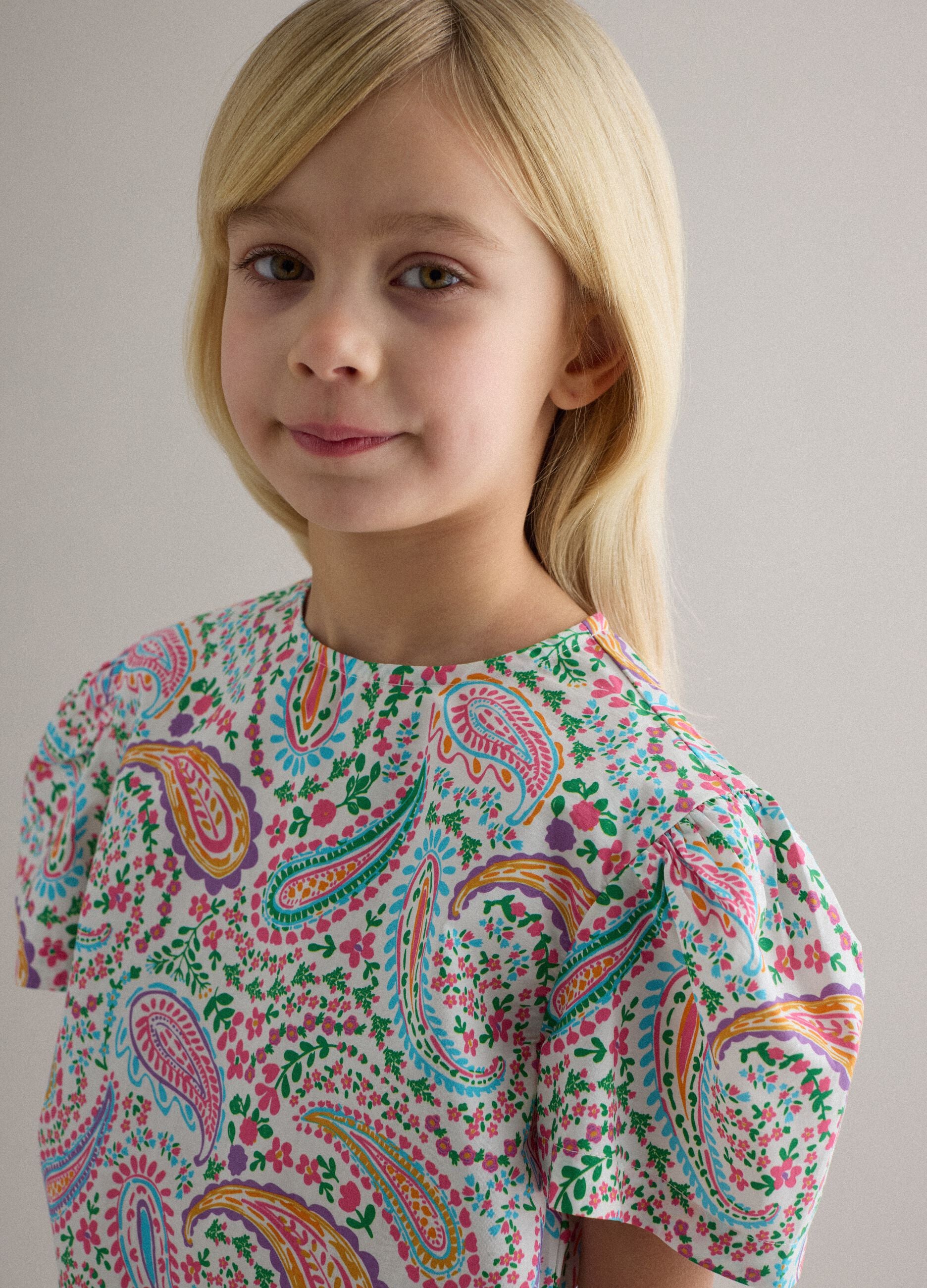 Girls' pure cotton multicolour regular fit shirt with pattern