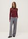 Red long-sleeved pure cotton T-shirt regular fit_0