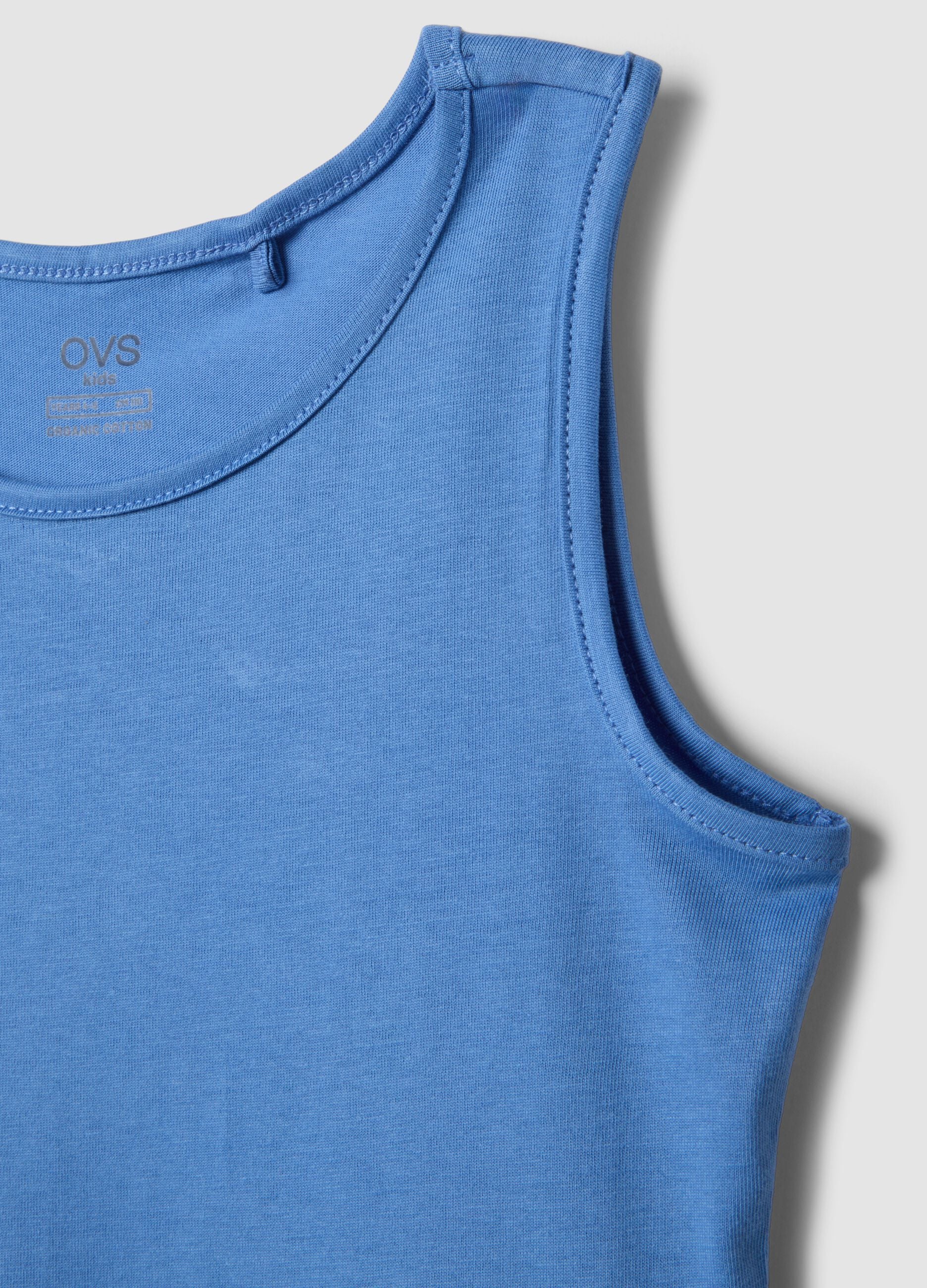 Girls' sleeveless sky-blue pure cotton dress, regular fit
