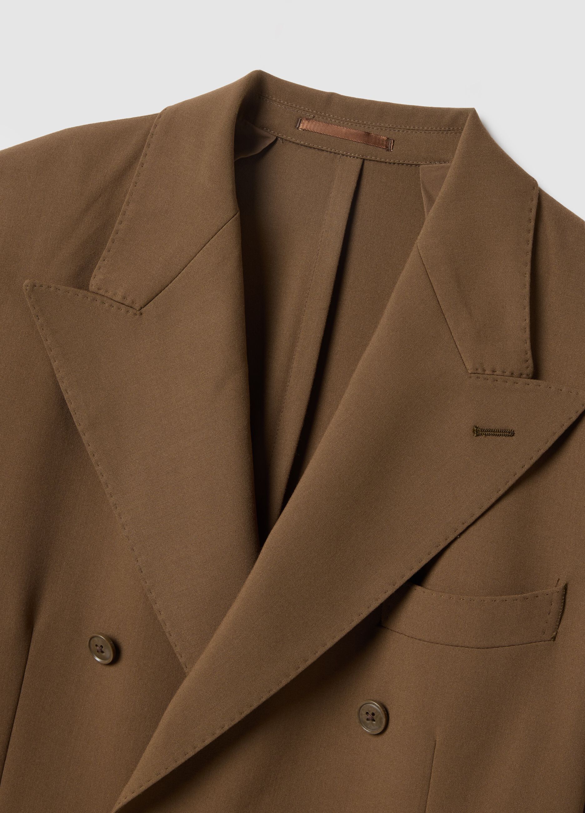 Brown Slim Fit Double Breasted Blazer