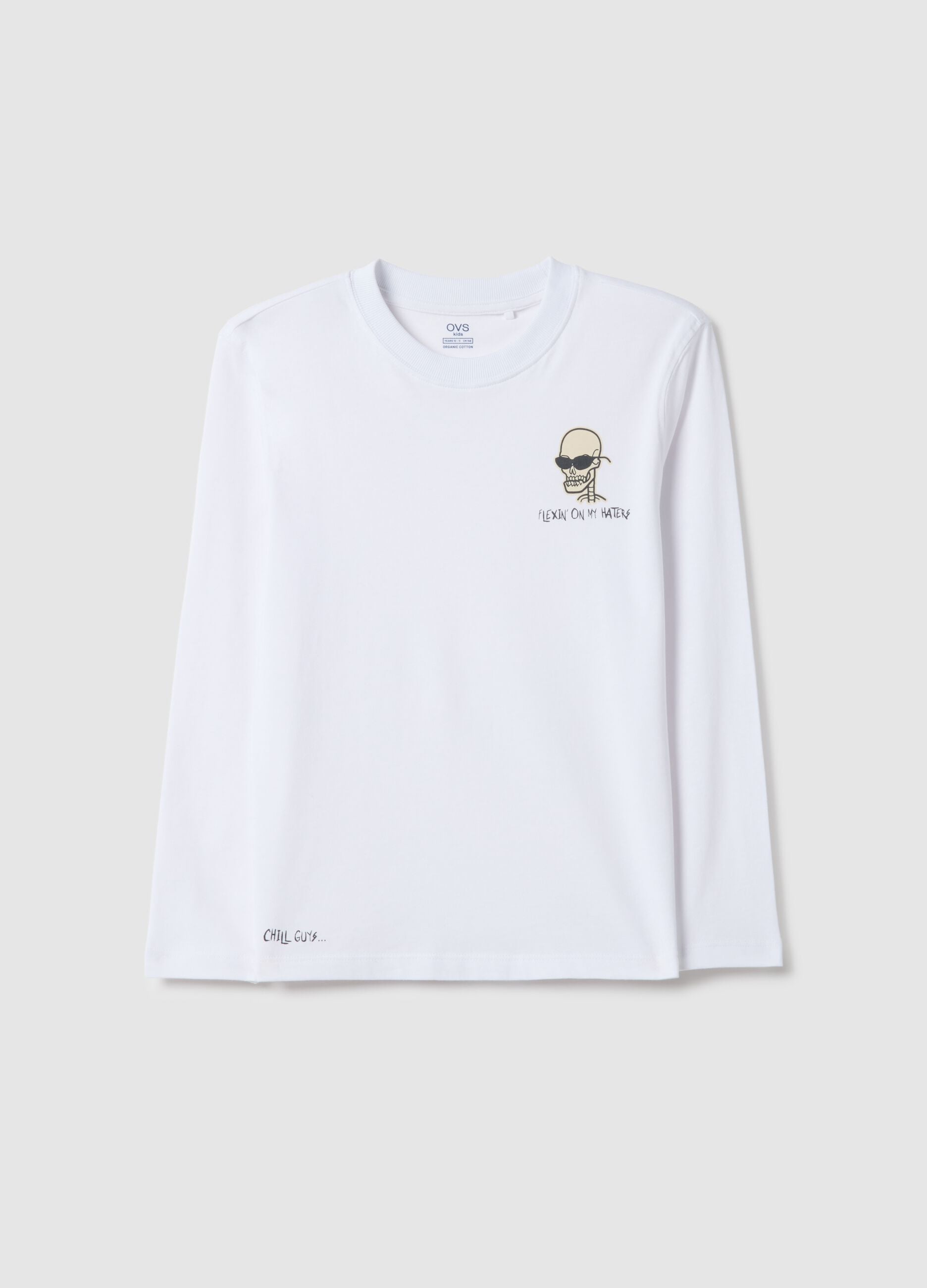 Boys' regular fit pure cotton white T-shirt with print