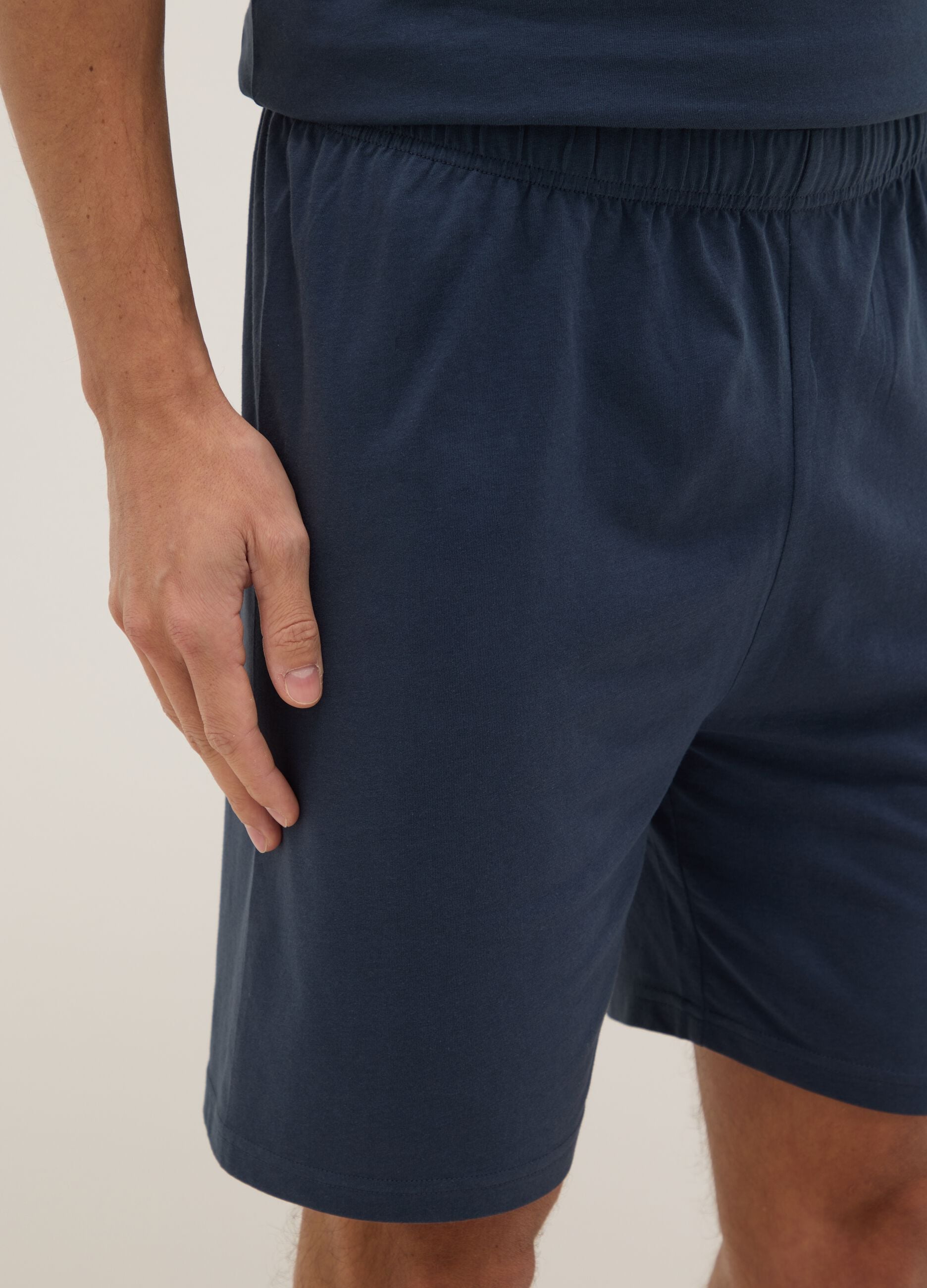 Short pyjamas in pure blue cotton regular fit with print