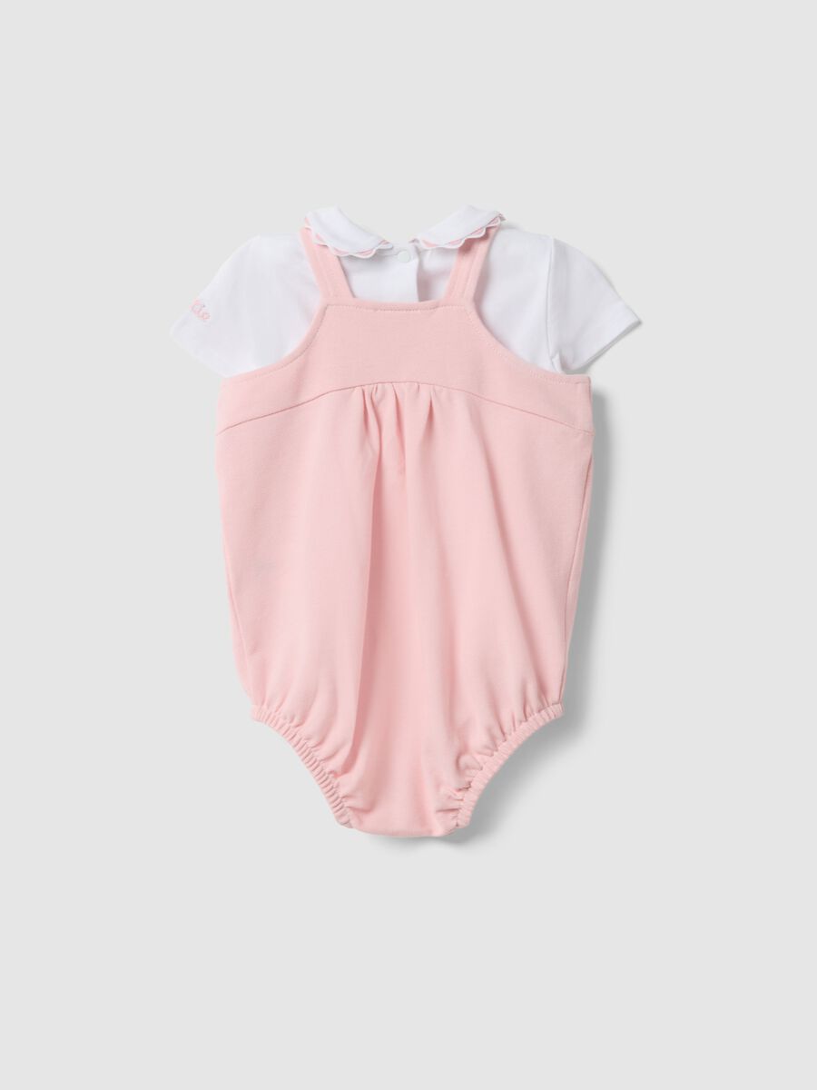 Newborn Girl's Multicolour Pure Cotton Overall T-shirt Set_1