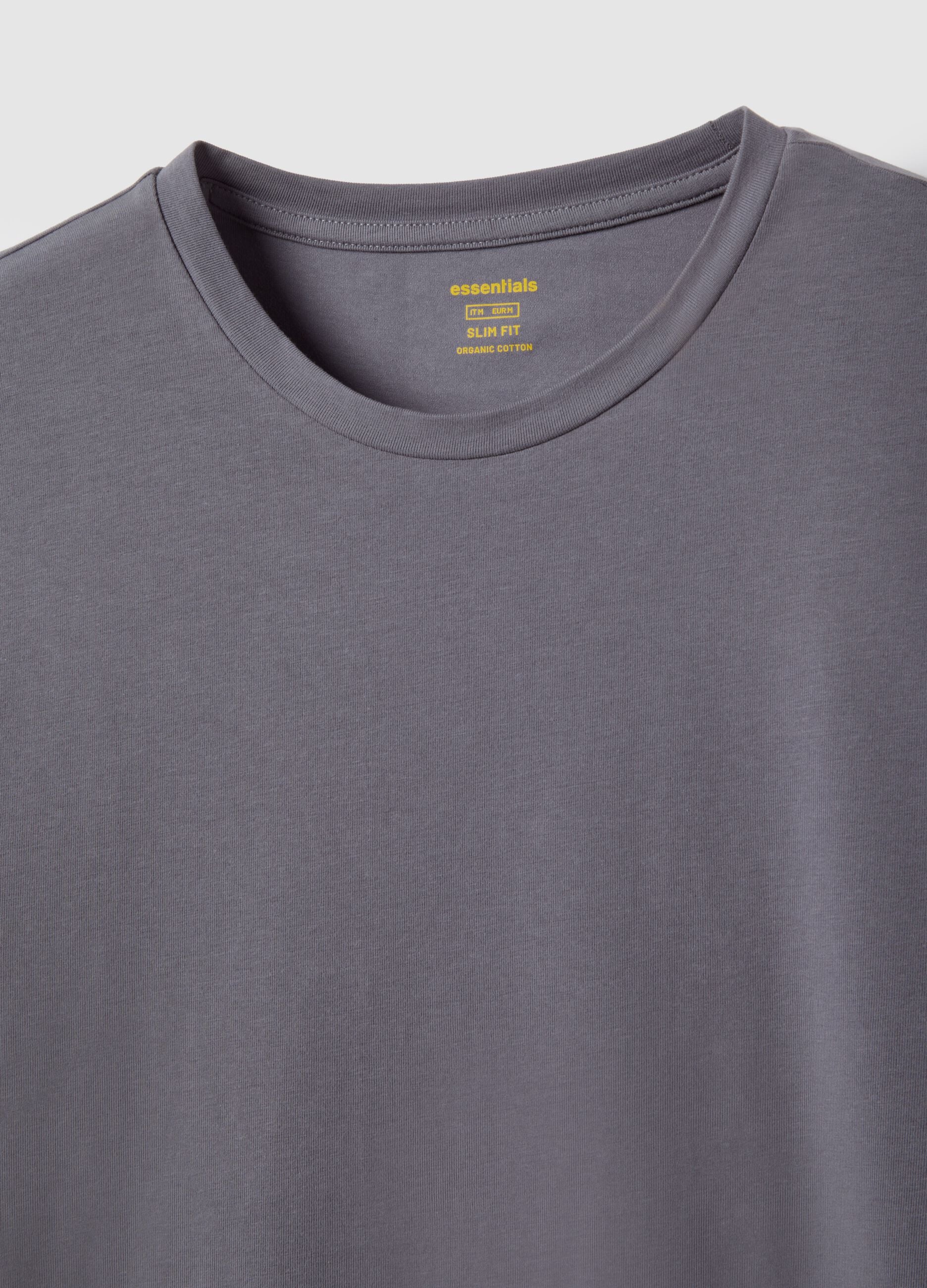 Grey slim fit stretch cotton T-shirt