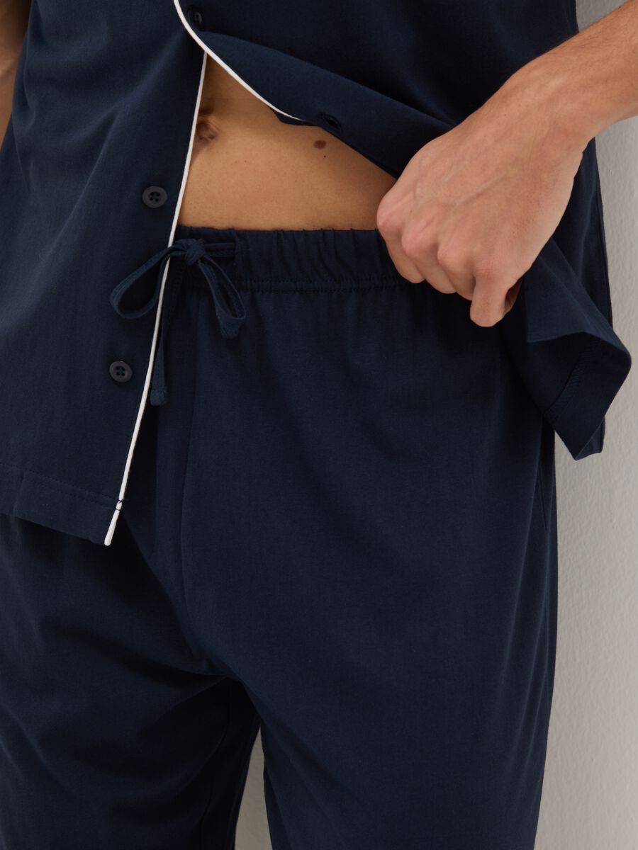Blue pure cotton jersey pyjamas, regular fit_3