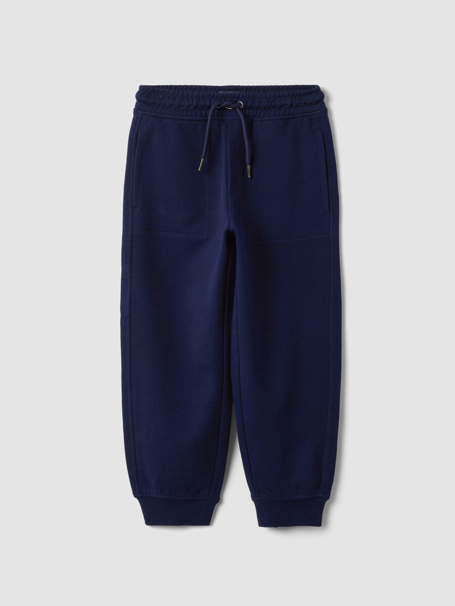 Blue pure cotton joggers with elasticated waist for boys_3