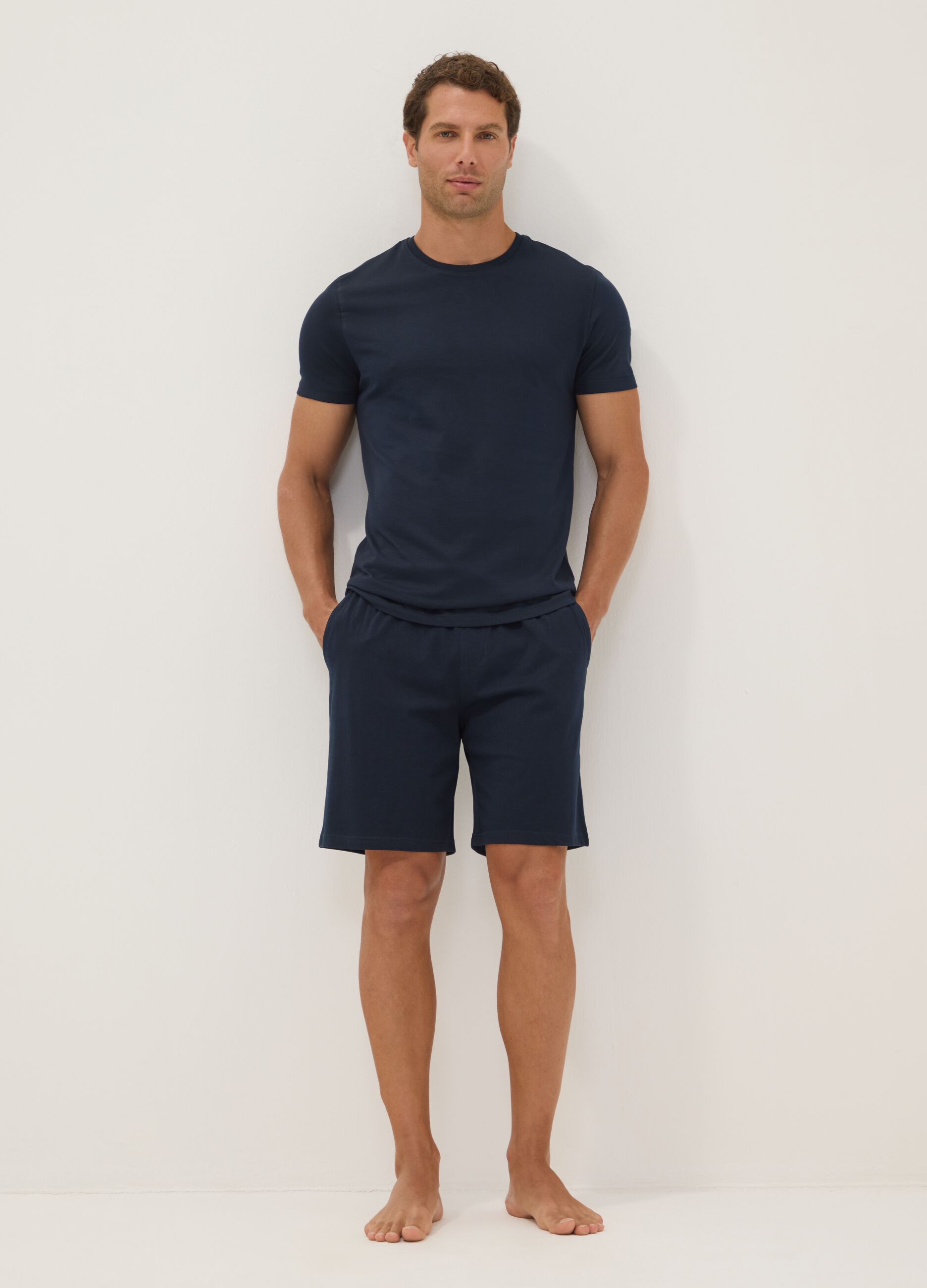 Blue organic cotton pyjama shorts