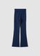 Blue flared leggings in stretch organic cotton for girls_4