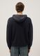 Oversized black cotton hoodie with zip_4