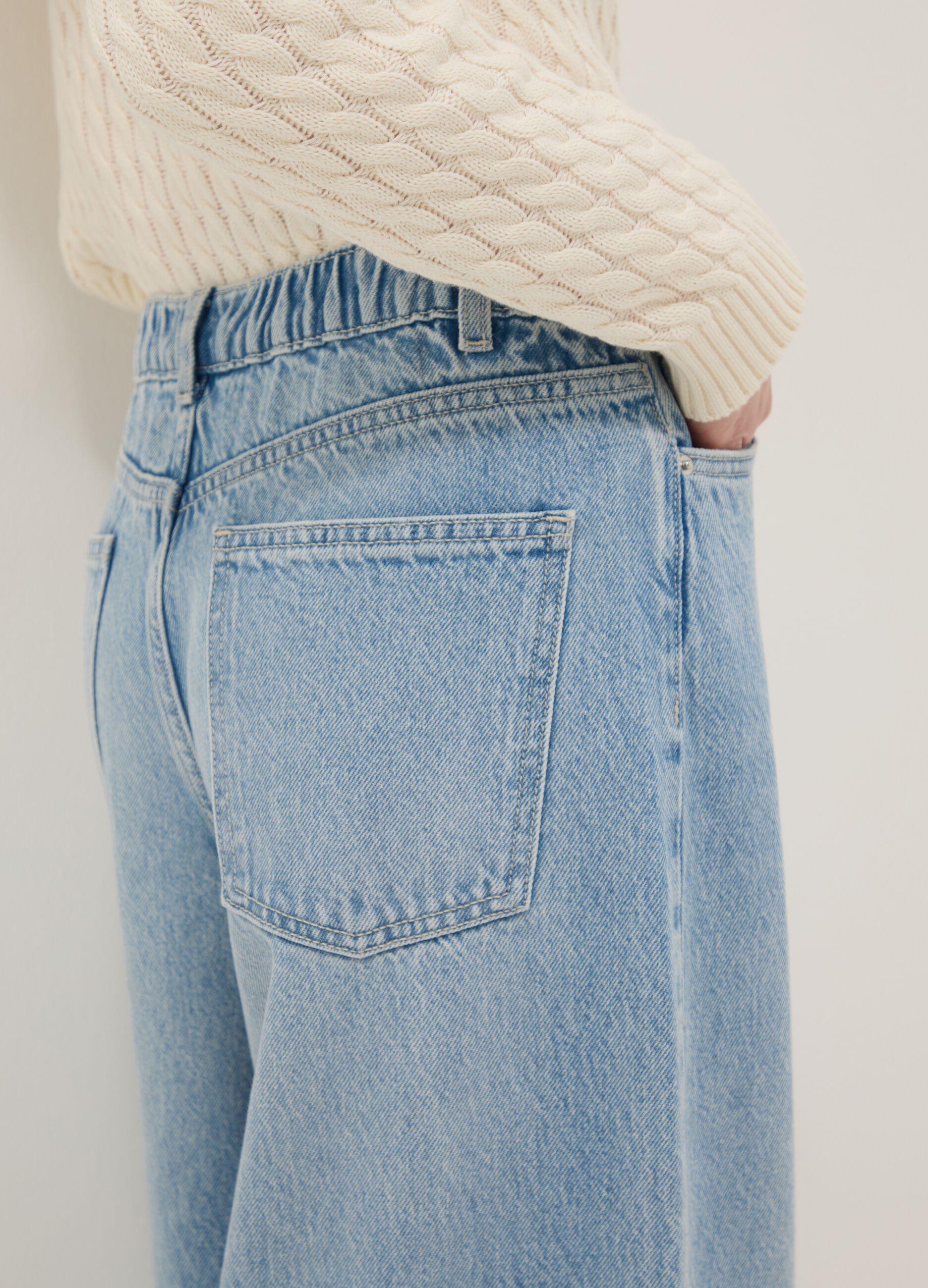 Jeans in pure blue denim cotton wide leg