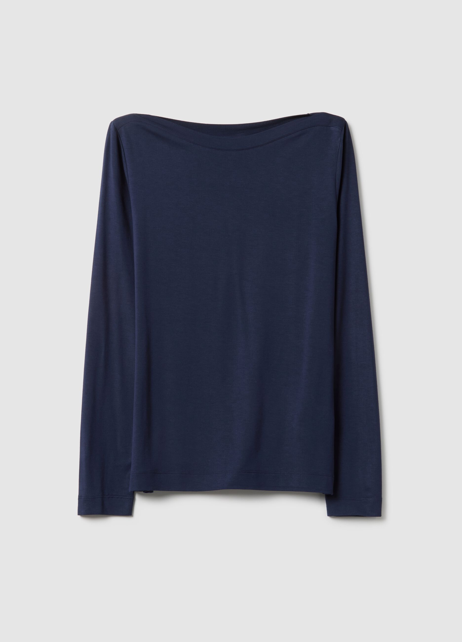 Blue long sleeve crew neck T-shirt regular fit