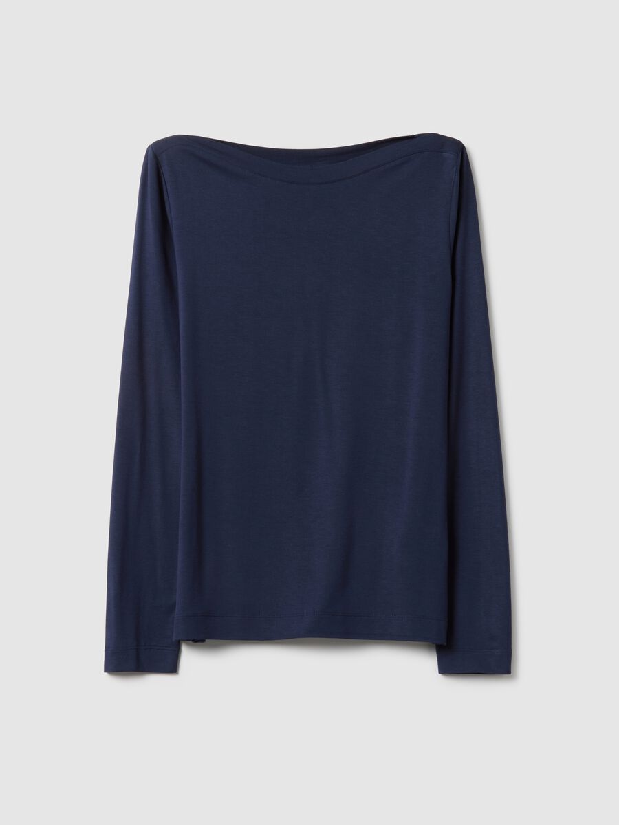 Blue long sleeve crew neck T-shirt regular fit_4