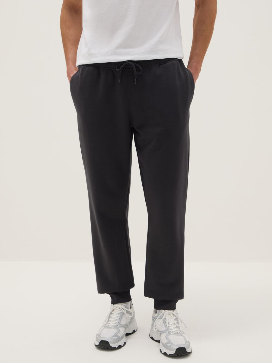 Black Regular Fit Cotton Blend Joggers_1