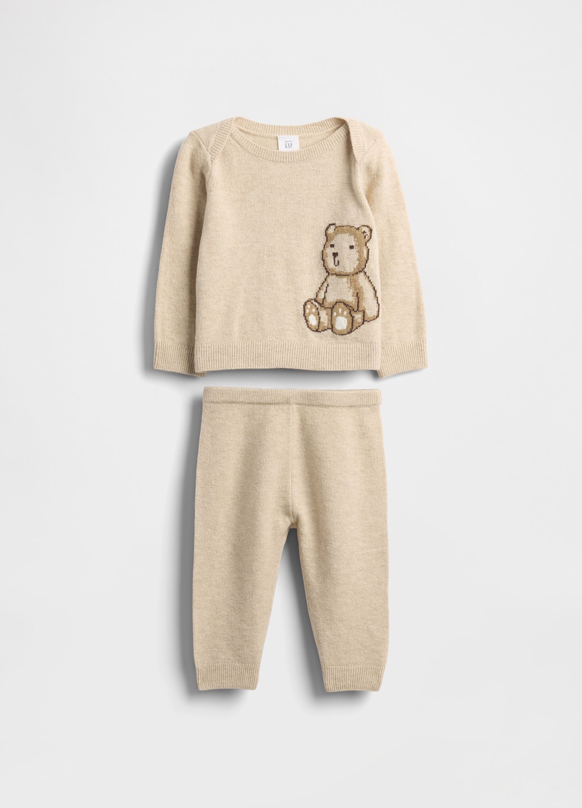 Beige newborn set in cotton blend