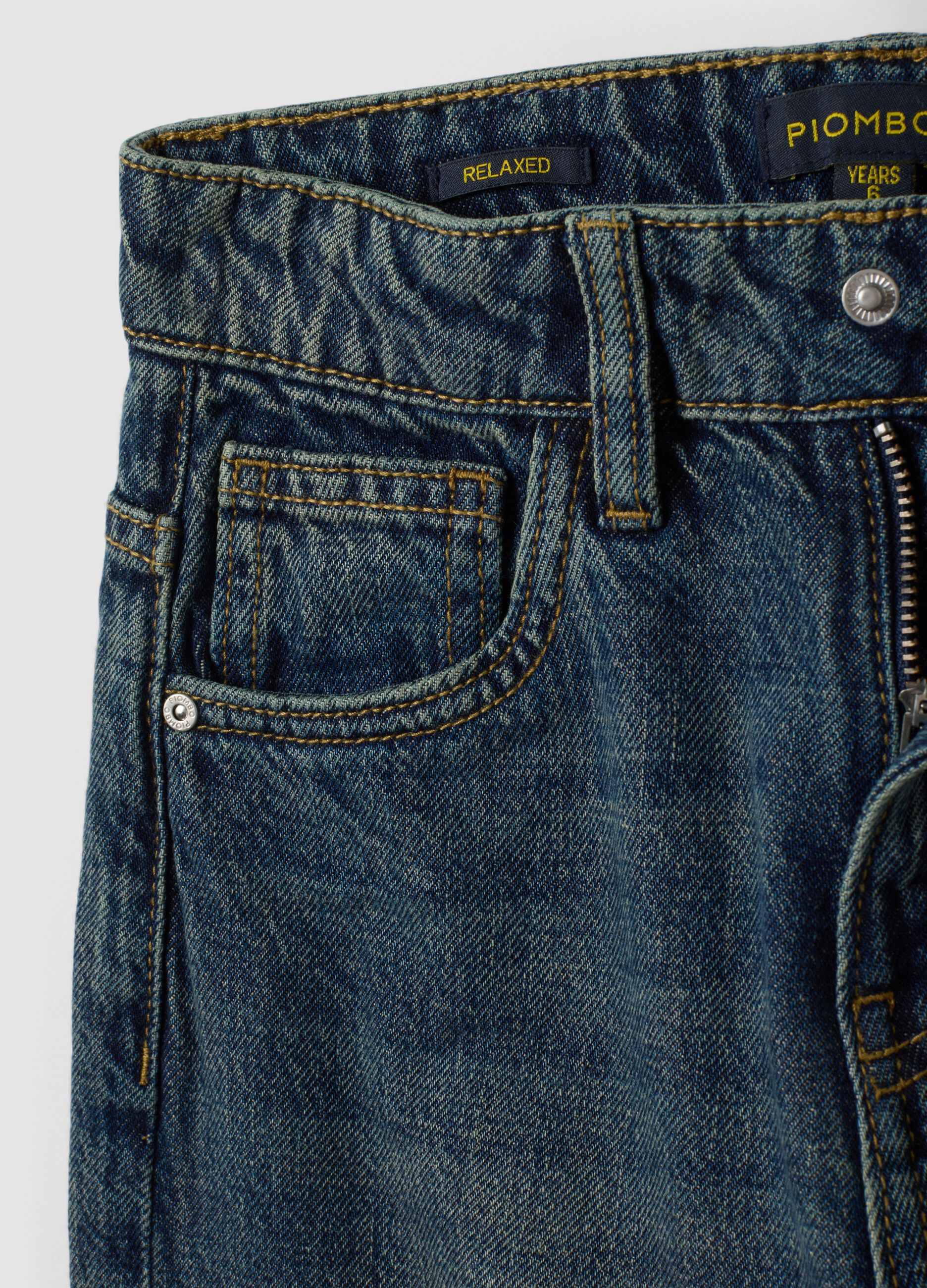 Boys&rsquo; blue 100% cotton skater-fit jeans