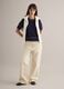 Blue cotton-blend sweater regular fit with contrast stitching_2