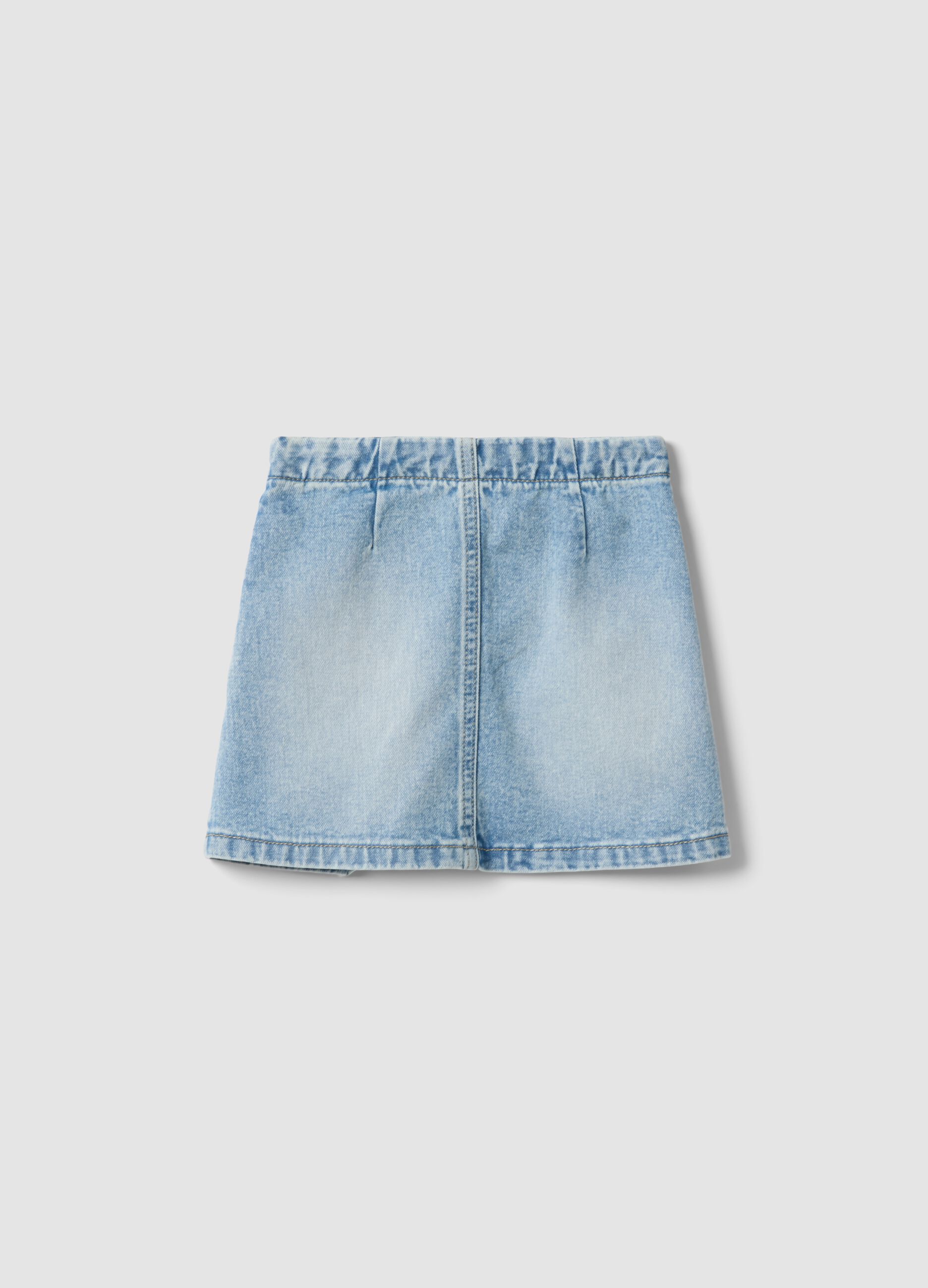 Light blue pleated denim skirt in pure cotton for girls