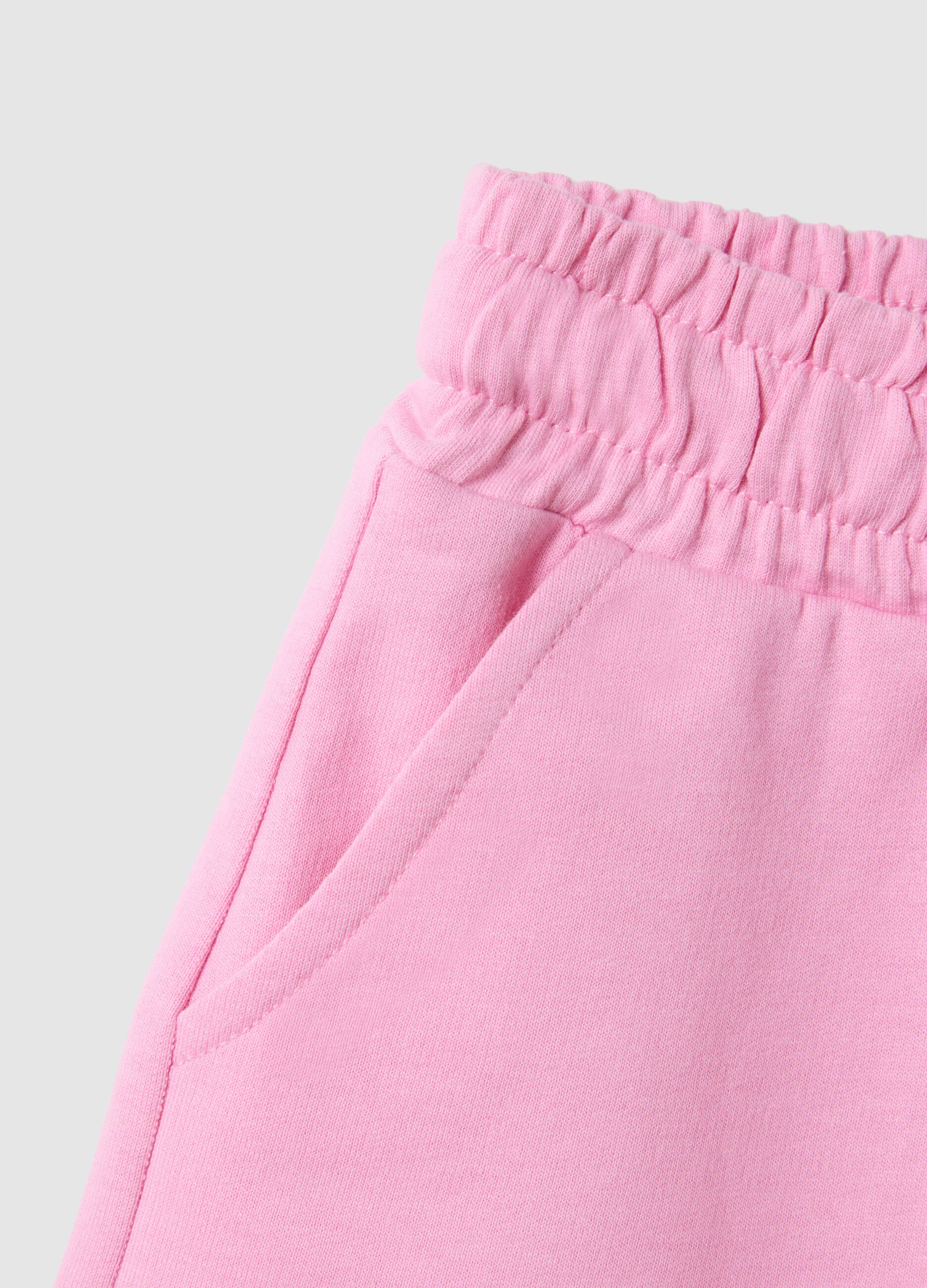 Girls' pink pure cotton shorts with regular fit