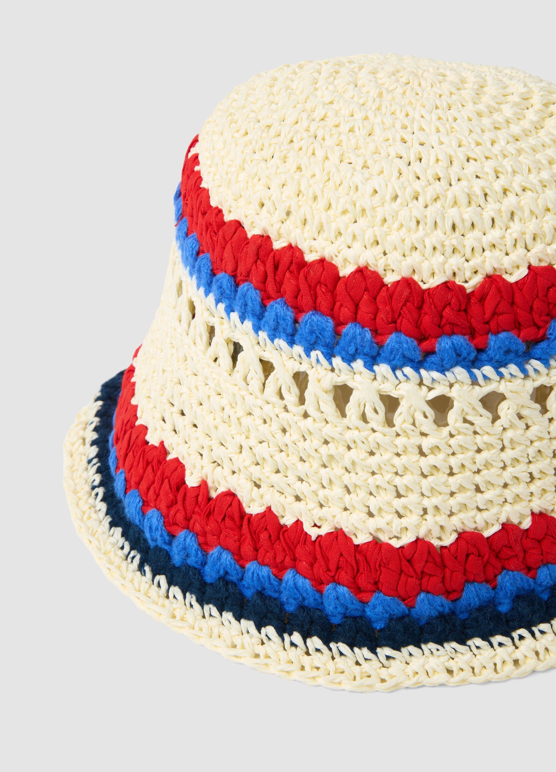 Multicoloured paper-and-cotton blend bucket hat
