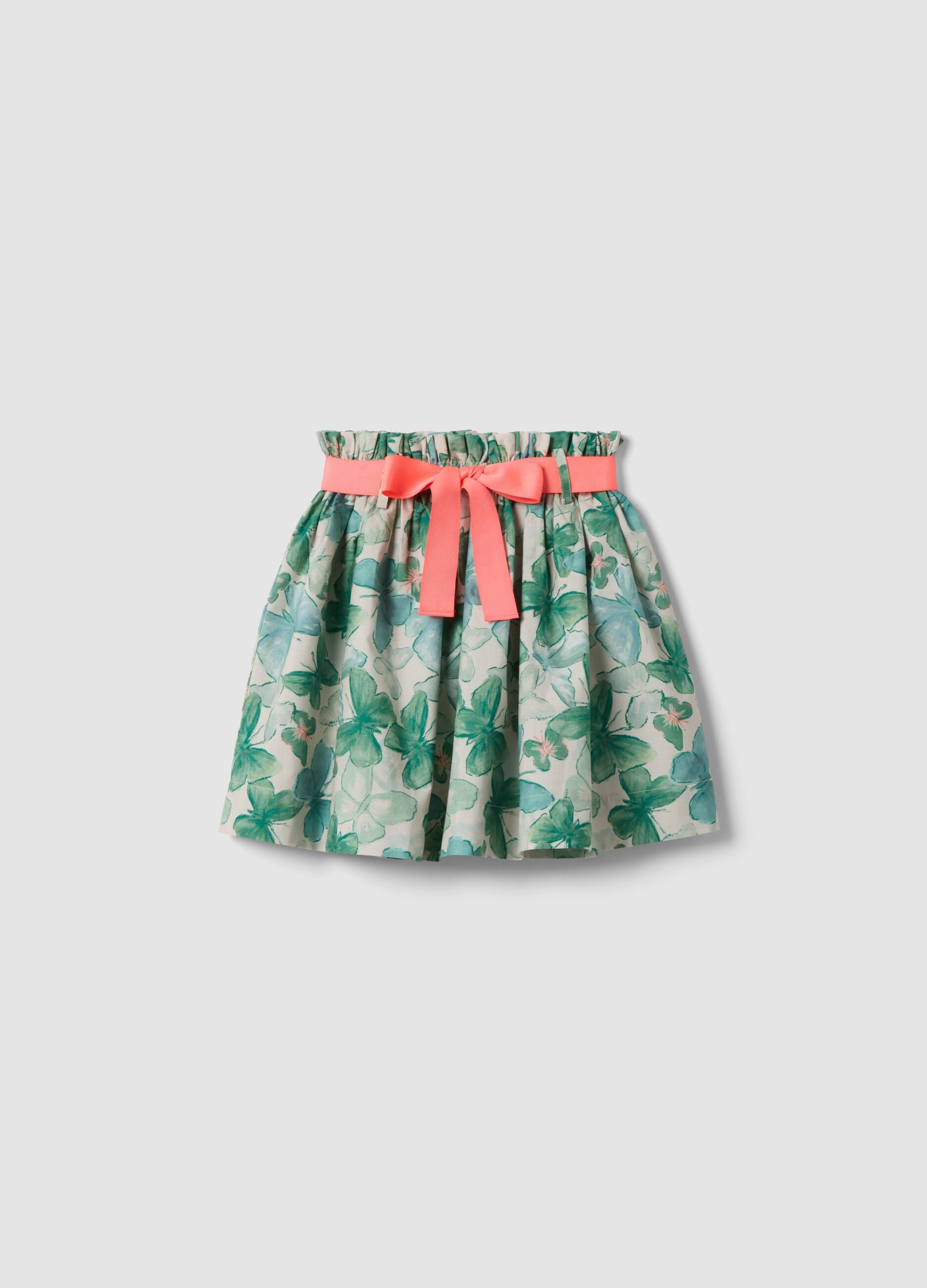 Girls' multicolour pure cotton skirt with butterflies