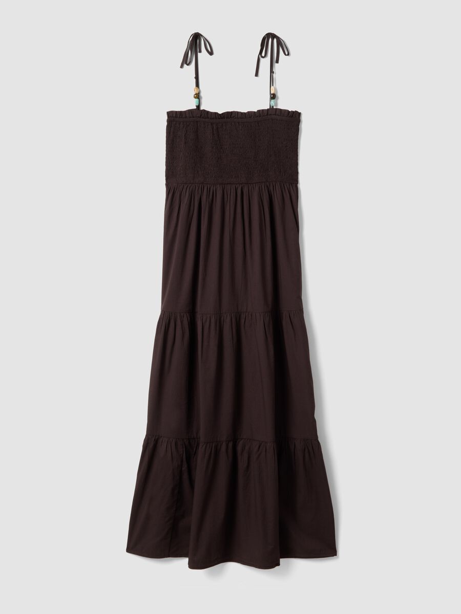 Long brown pure cotton kaftan with thin straps_4