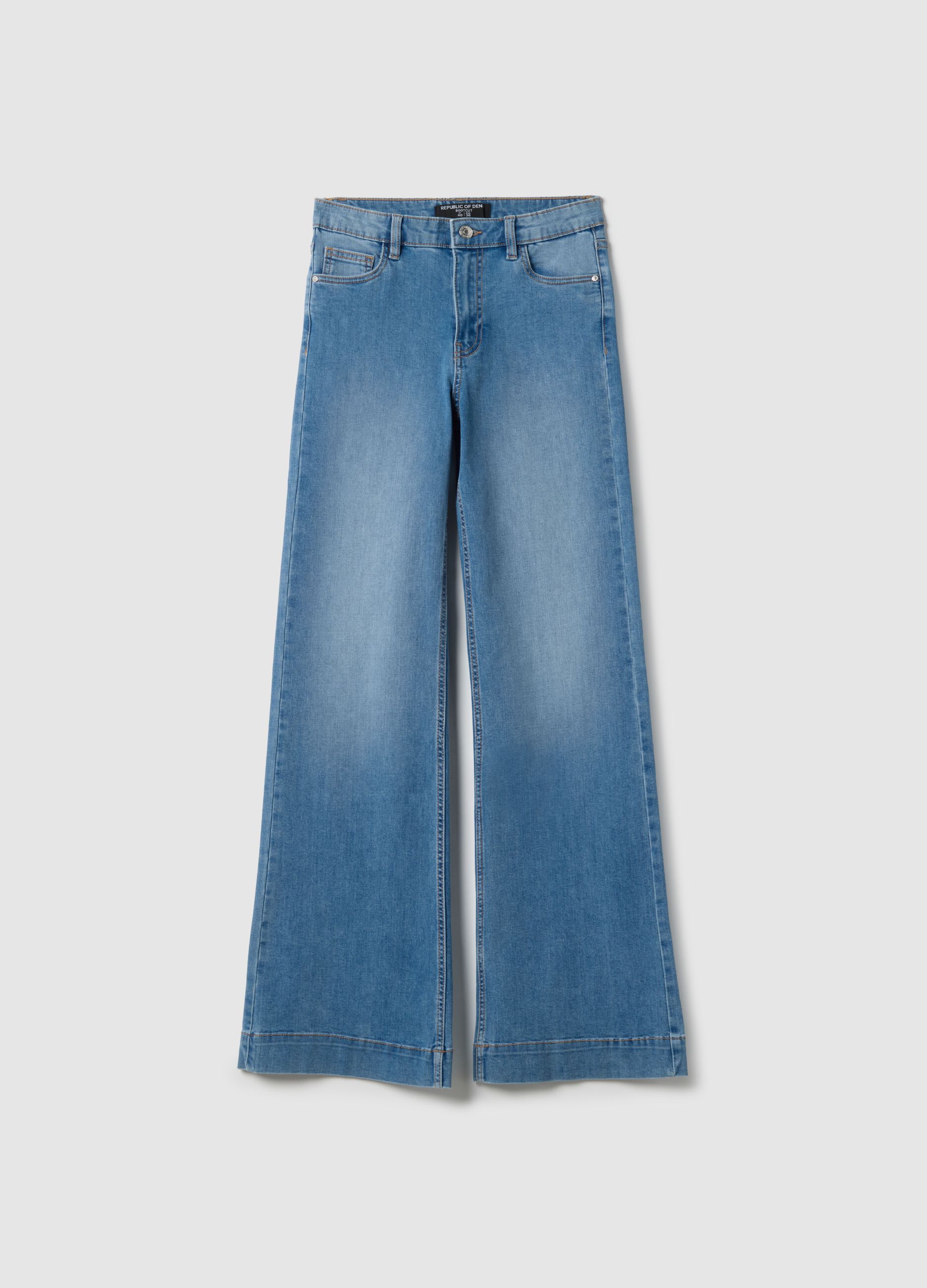 Blue denim bootcut jeans