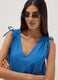 Blue pure cotton V-neck blouse, regular fit_0