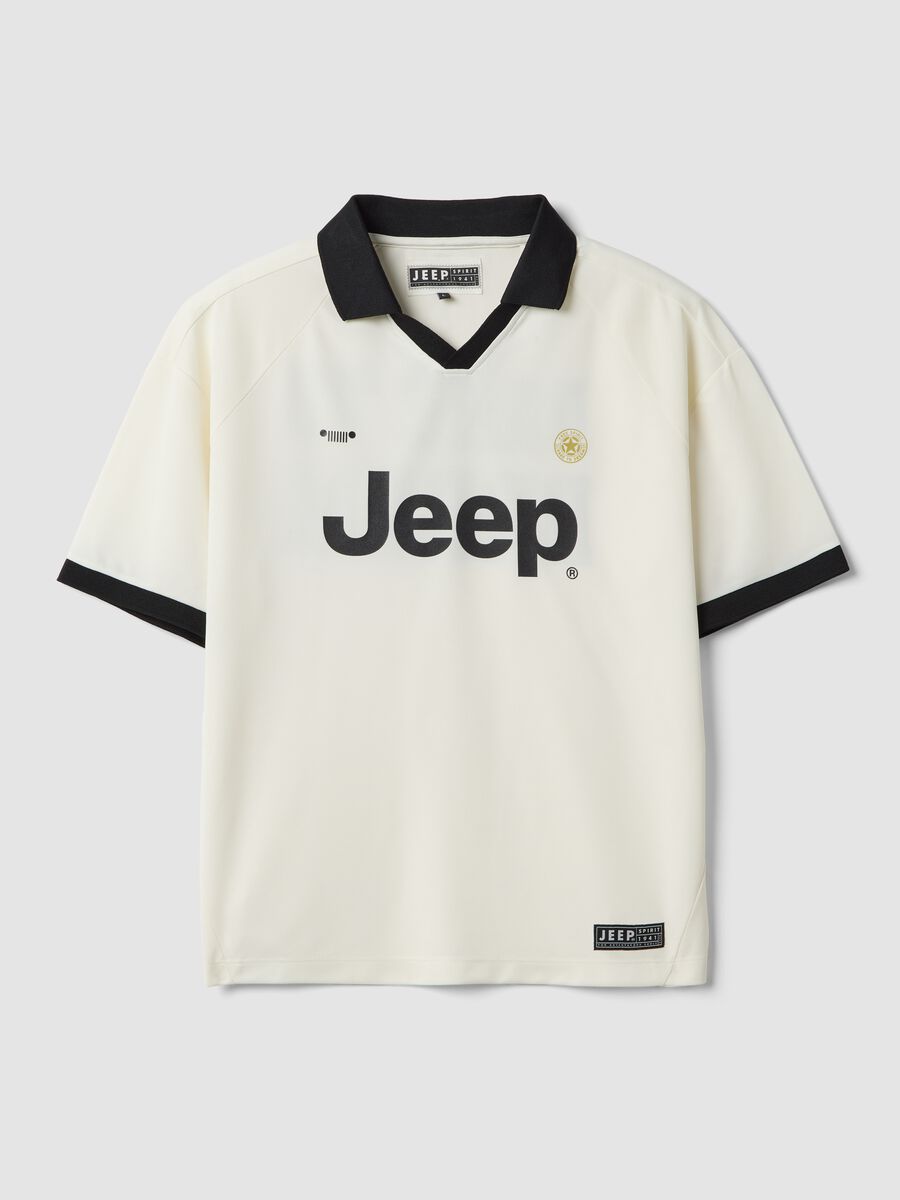 White regular-fit T-shirt with contrast collar and Jeep logo_4
